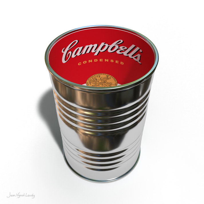 An artwork of an inversed Campbell's can